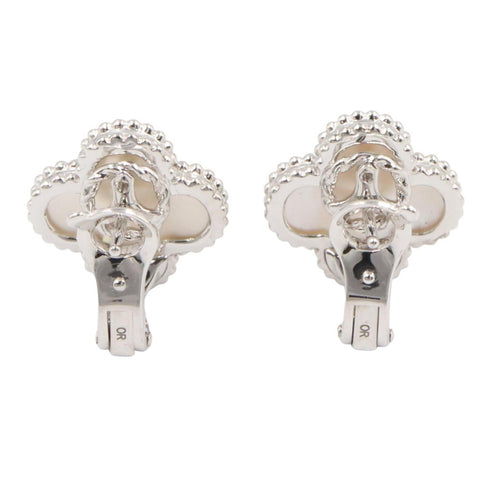 Vintage Alhambra Earrings Sterling Silver and 18K White Gold 18K White Gold