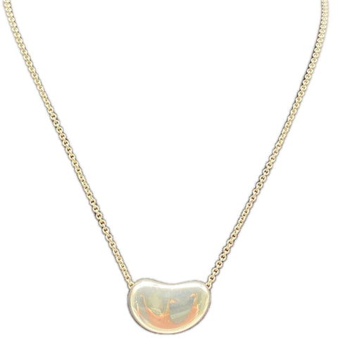 Bean Pendant Necklace Sterling Silver 10mm