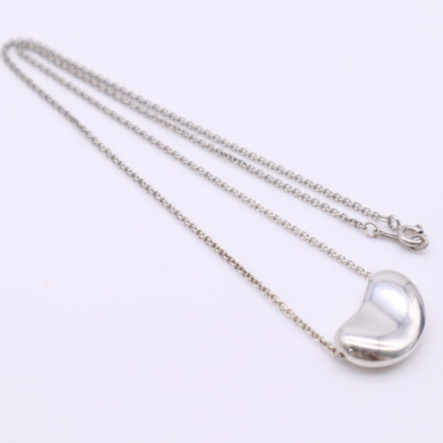 Bean Pendant Necklace Sterling Silver 10mm