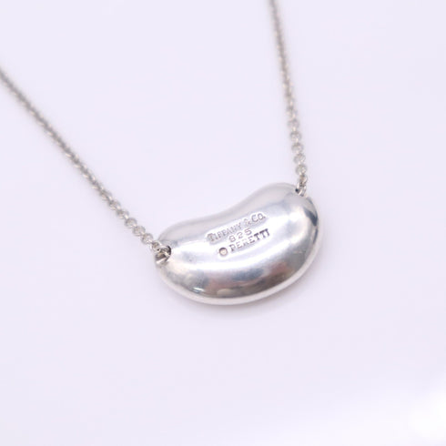 Bean Pendant Necklace Sterling Silver 10mm