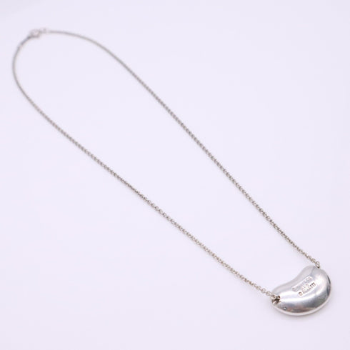 Bean Pendant Necklace Sterling Silver 10mm