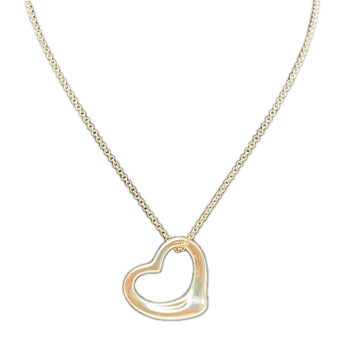 Open Heart Pendant Necklace Sterling Silver 25mm