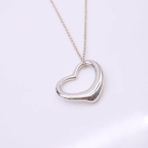 Open Heart Pendant Necklace Sterling Silver 25mm