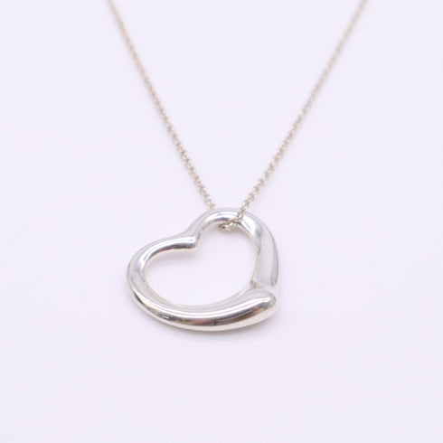 Open Heart Pendant Necklace Sterling Silver 25mm