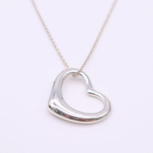 Open Heart Pendant Necklace Sterling Silver 25mm