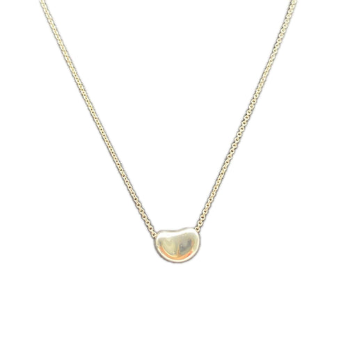 Bean Pendant Necklace Sterling Silver 8mm