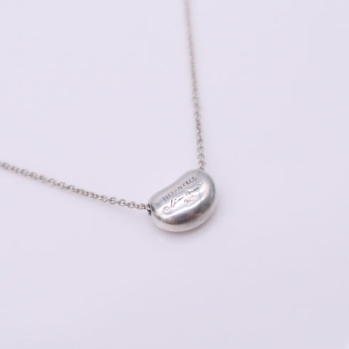 Bean Pendant Necklace Sterling Silver 8mm