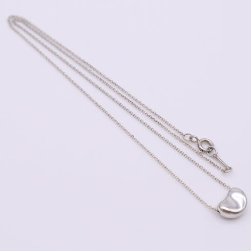 Bean Pendant Necklace Sterling Silver 8mm