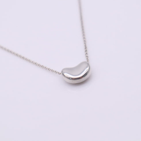 Bean Pendant Necklace Sterling Silver 8mm
