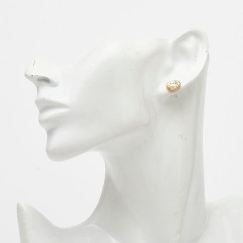 Earrings Gold and Beige Plated