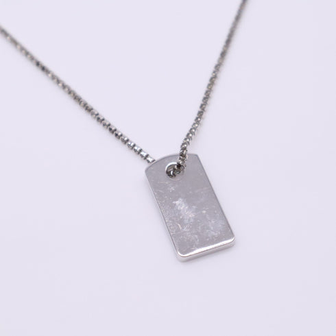 Plate Pendant Necklace Rhinestone Silver