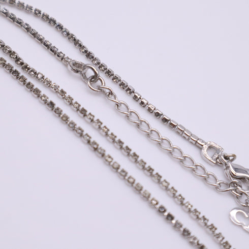 Plate Pendant Necklace Rhinestone Silver