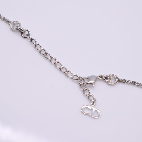 Plate Pendant Necklace Rhinestone Silver