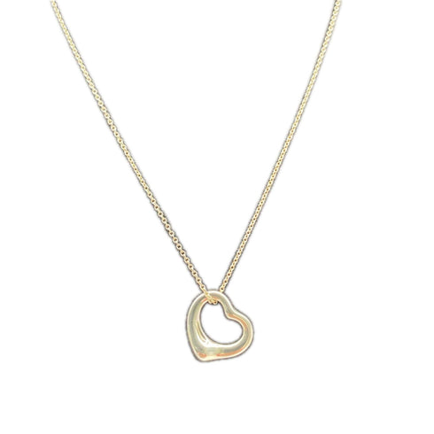 Open Heart Pendant Necklace Sterling Silver 15mm