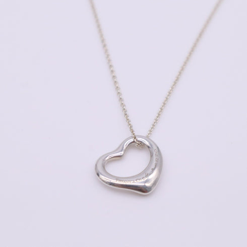 Open Heart Pendant Necklace Sterling Silver 15mm