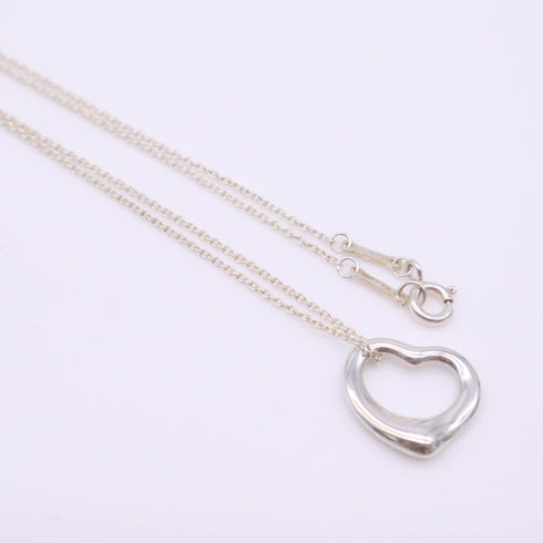 Open Heart Pendant Necklace Sterling Silver 15mm