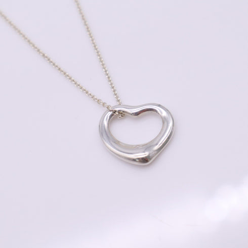 Open Heart Pendant Necklace Sterling Silver 15mm