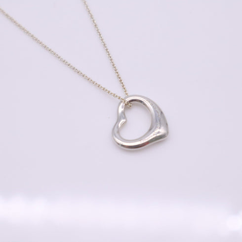 Open Heart Pendant Necklace Sterling Silver 15mm