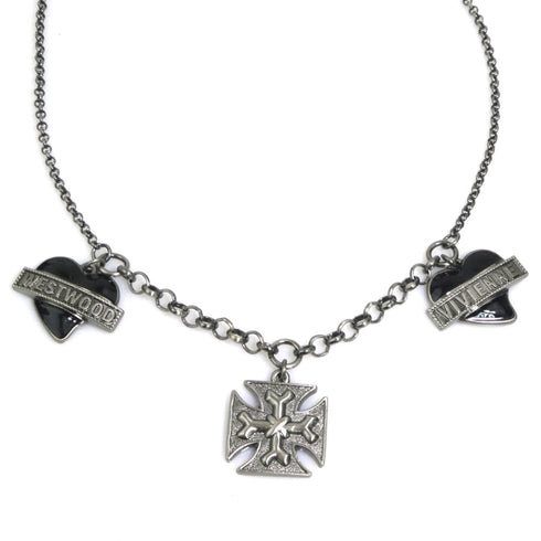 Pendant Necklace Metal Black and Silver