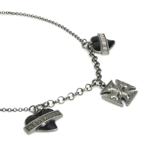 Pendant Necklace Metal Black and Silver