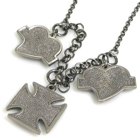 Pendant Necklace Metal Black and Silver