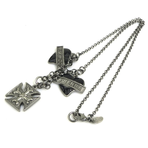 Pendant Necklace Metal Black and Silver