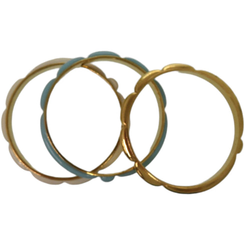 Bangle Metal Gold Light Blue and White Bracelet