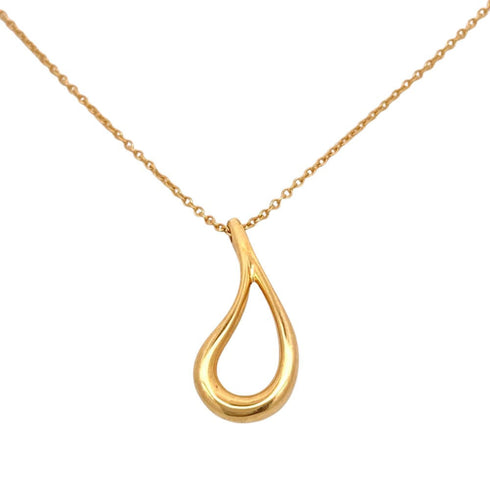 Open Teardrop Pendant Necklace 18K Yellow Gold