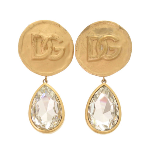 Crystal Clip-On Earrings Brass