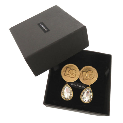 Crystal Clip-On Earrings Brass