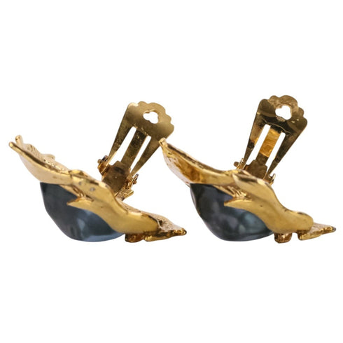Vintage Earrings Gold-Tone Metal
