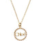 Pendant Necklace Metal and Rhinestone Gold