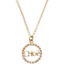 Pendant Necklace Metal and Rhinestone Gold