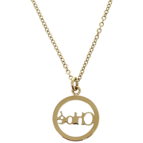 Pendant Necklace Metal and Rhinestone Gold