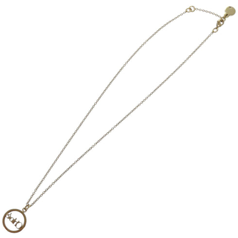 Pendant Necklace Metal and Rhinestone Gold