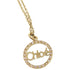 Pendant Necklace Metal and Rhinestone Gold