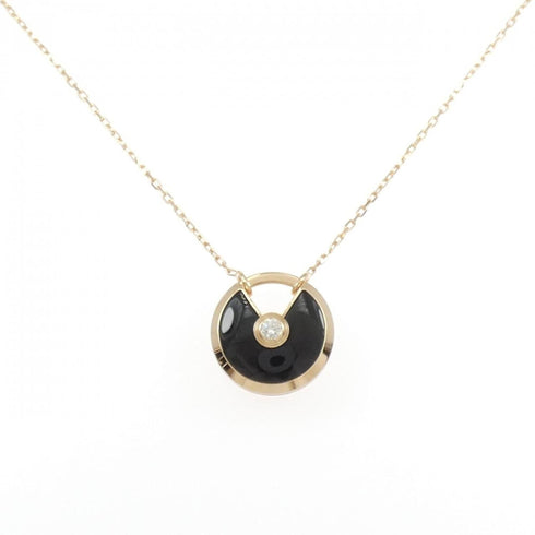 Amulette Pendant Necklace 18K Rose Gold with Diamond and Onyx Small
