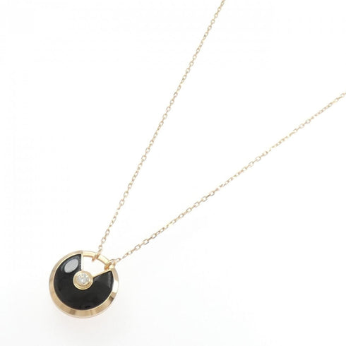 Amulette Pendant Necklace 18K Rose Gold with Diamond and Onyx Small