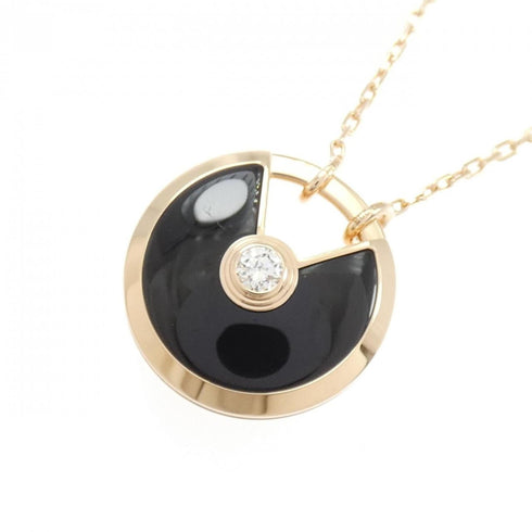 Amulette Pendant Necklace 18K Rose Gold with Diamond and Onyx Small