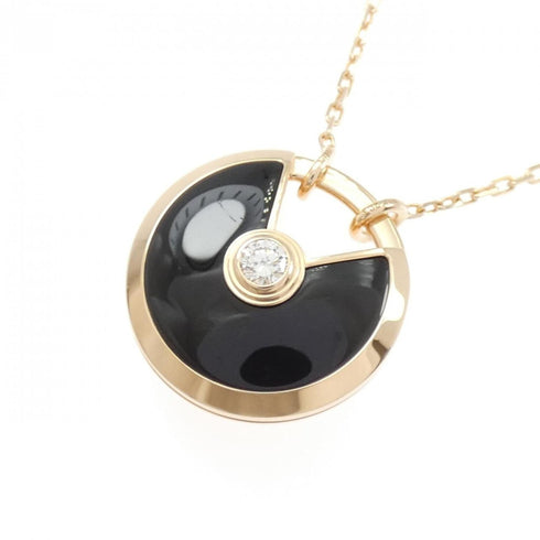 Amulette Pendant Necklace 18K Rose Gold with Diamond and Onyx Small