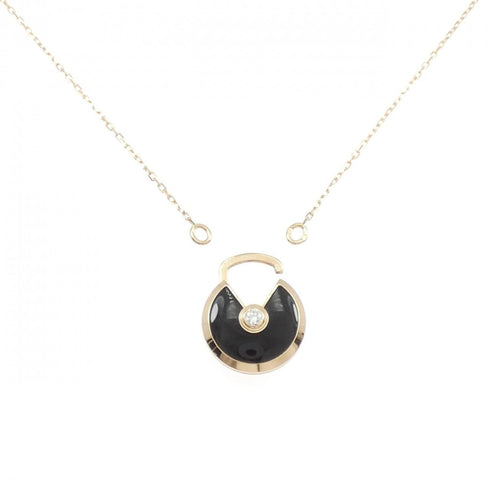 Amulette Pendant Necklace 18K Rose Gold with Diamond and Onyx Small