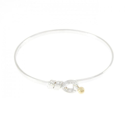 Hook and Eye Bangle Sterling Silver and 18K Yellow Gold Bracelet