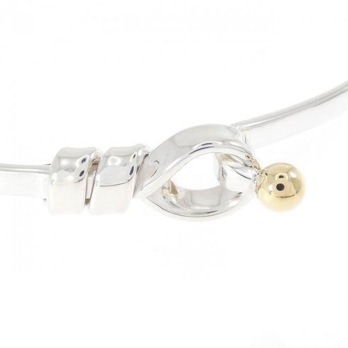 Hook and Eye Bangle Sterling Silver and 18K Yellow Gold Bracelet