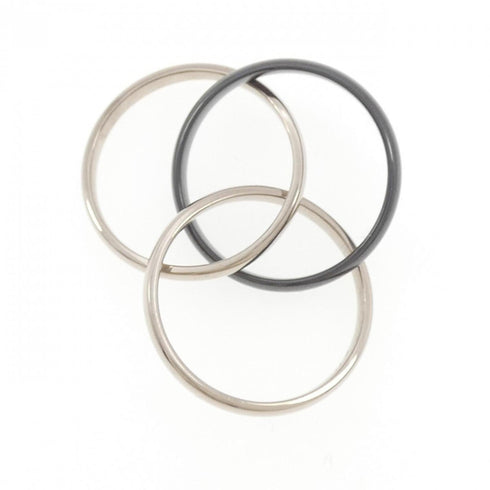 Trinity Ring 18K White Gold and Ceramic