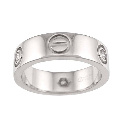 Love Ring 18K White Gold with Half Diamond 3P