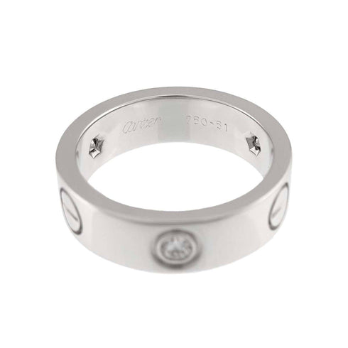 Love Ring 18K White Gold with Half Diamond 3P