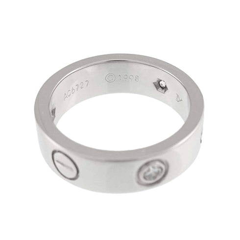 Love Ring 18K White Gold with Half Diamond 3P
