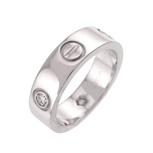 Love Ring 18K White Gold with Half Diamond 3P