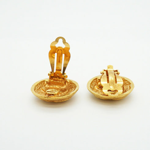 CC Logo Circle Clip-On Earrings Metal Gold-Tone Metal