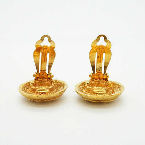 CC Logo Circle Clip-On Earrings Metal Gold-Tone Metal
